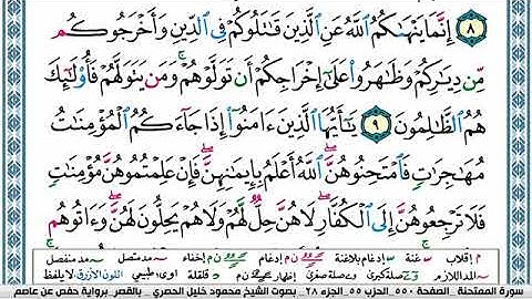 سورة الممتحنة مكتوبة محمود خليل الحصري Surah Al Momtahana