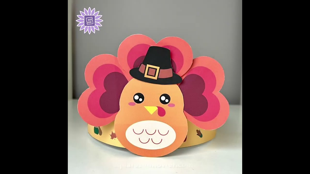 Cute Thanksgiving Turkey Paper Crown Party Headband Cut & Paste Craft For Kids squaresunflower.net