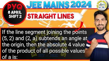 If the line segment joining the points (5, 2) and (2, a) subtends an angle at the origin, then the..