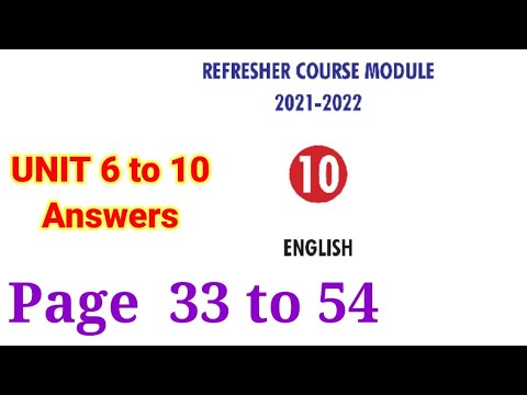 10th English Refresher Answer key Unit 6,7,8,9,10
