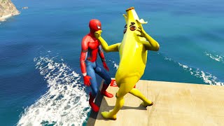 GTA 5 Funny Water Ragdolls Peely Fortnite (Banana) Vs Spiderman (Euphoria Physics, Funny Moments)
