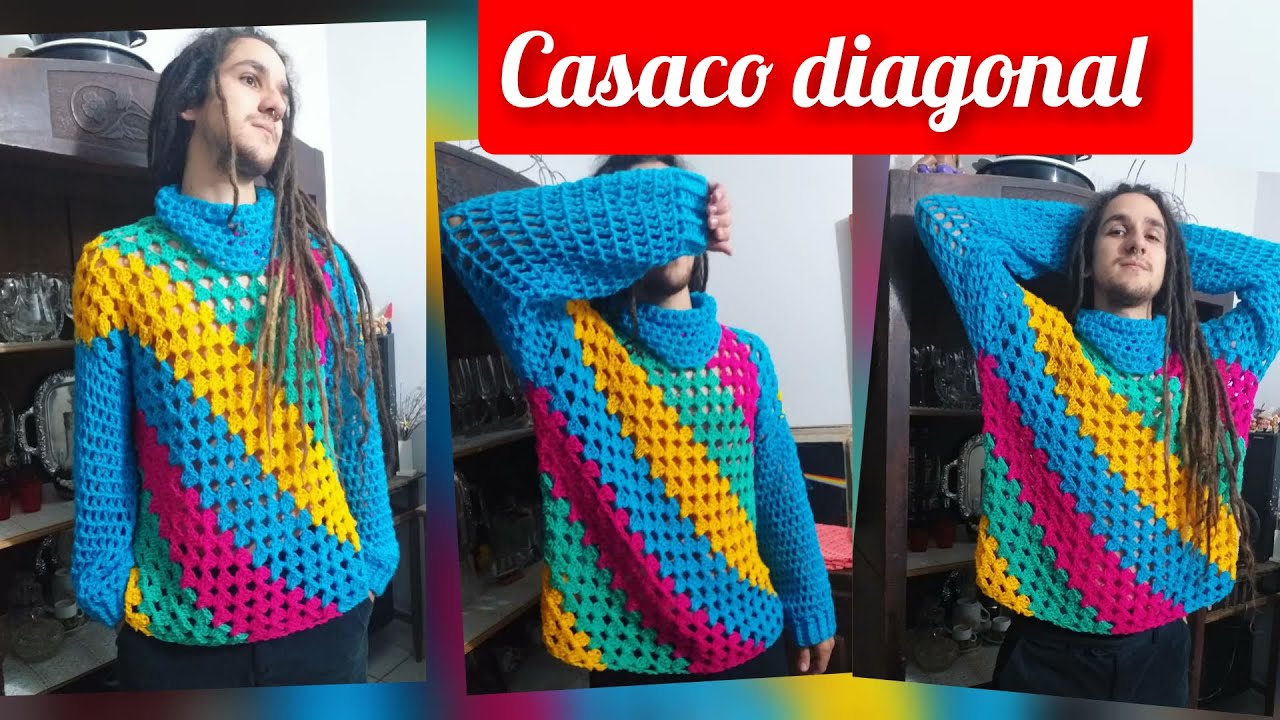 CASACO UNISEX CROCHE FÁCIL - CROCHET TUTORIAL PAP #marcialobocroche ...