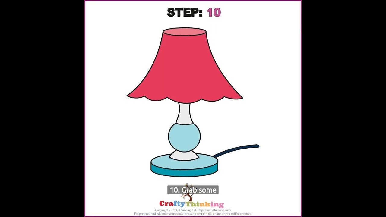 Easy Lampshade Drawing Tutorial - How to Draw a Nightlamp