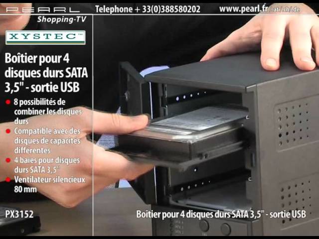 BOÎTIER POUR 4 DISQUES DURS S-ATA 3.5'' - SORTIE USB 2.0 