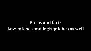 Burp and fart sound effects; high-pitched and low-pitched too.