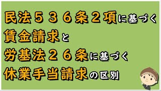 【労働事件ポイント解説458】民法５３６条２項に基づく賃金請求と労基法２６条に基づく休業手当請求の区別【労務管理・顧問弁護士＠静岡】