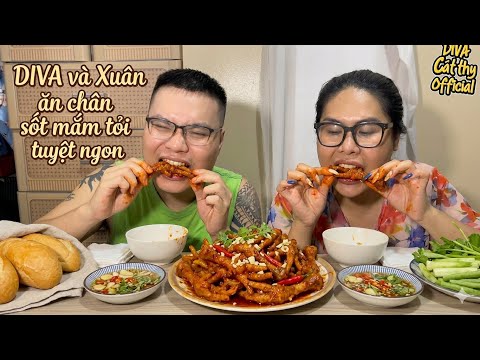 DIVA Cát Thy và Xuân ăn chân gà mắm tỏi….