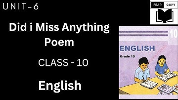 Class 10 English Unit 6 Solution | Did i Miss Anything