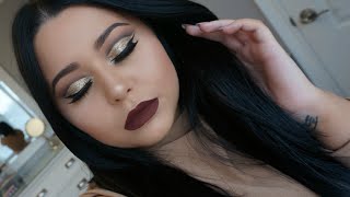 Dramatic Cut Crease Glitter Holiday Makeup Tutorial