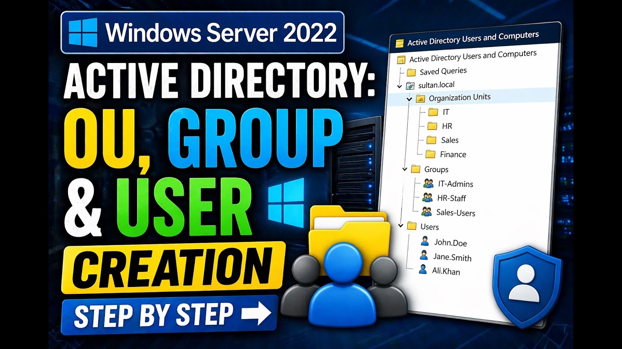 Active Directory OU, Group & User Creation Step by Step - YouTube