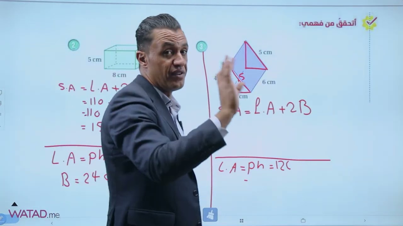 الوحدة 7 الدرس 5 ( مساحة سطح المنشور والاسطوانة)