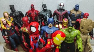 Batman and superman and ironman and captain America and spiderman and thanos and blackphanter.