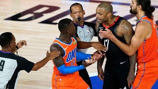 Pj Tucker Headbutt Dennis Schroder after Dennis Hit His Balls Cp3 Hit James Harden In the Ball