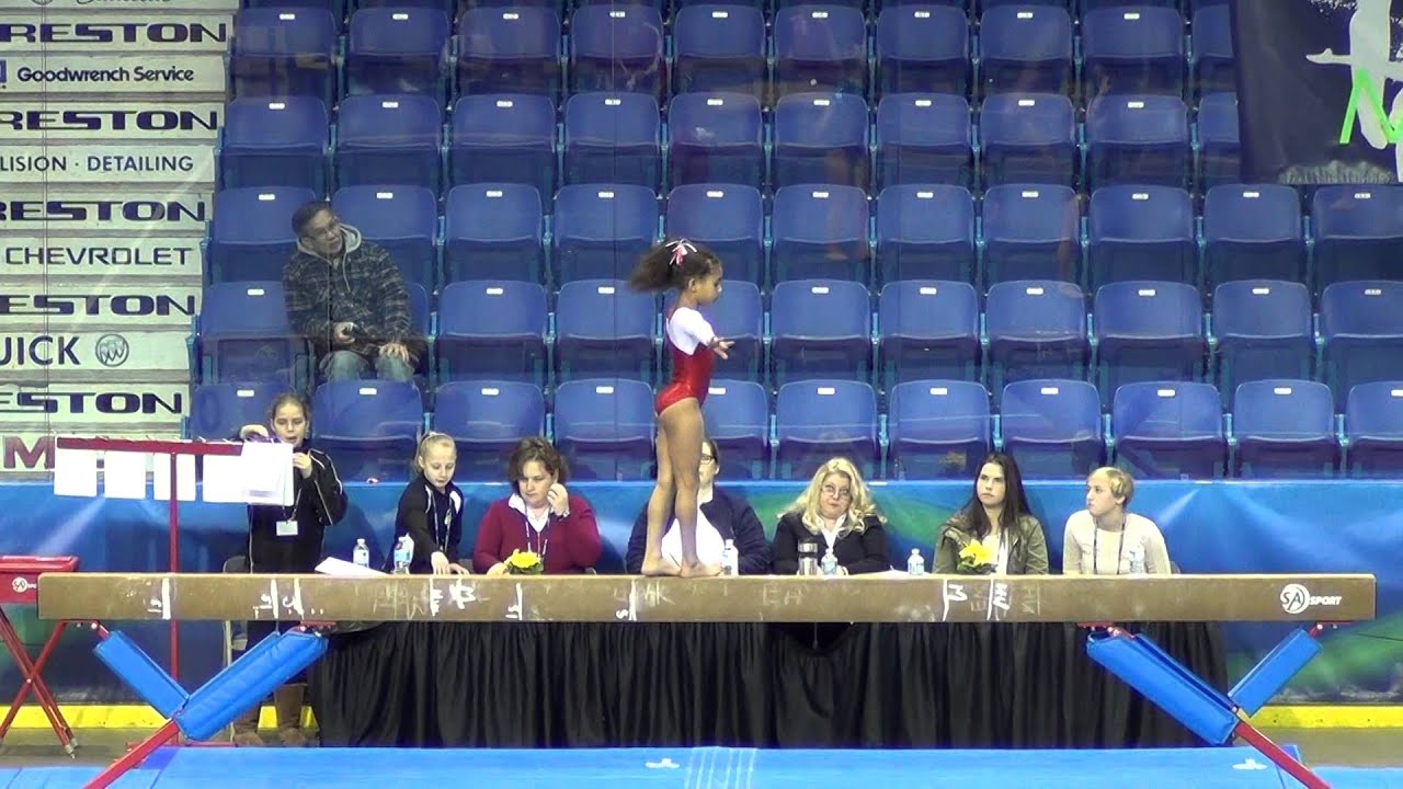 Sasha Rojen on beam at Christy Fraser Memorial gymnastics competition 2014