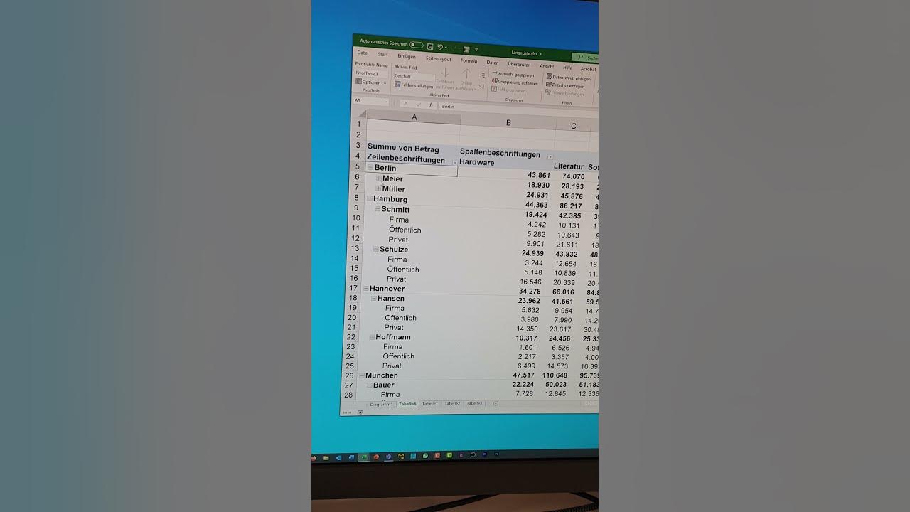 #7 Auf- und Zuklappen in Pivot-Tabellen - YouTube