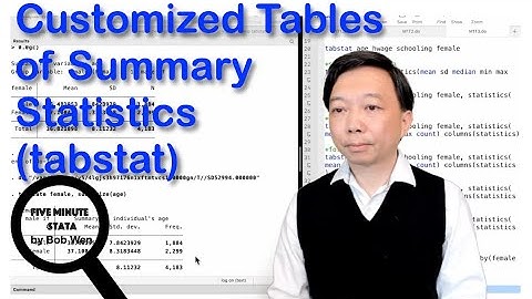 Customized Tables of Summary Statistics (tabstat) | Stata Tutorials Topic 21