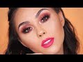 Warm Glitter Smokey Eye &amp; Bright Pink Lip Makeup Tutorial | Roxette Arisa