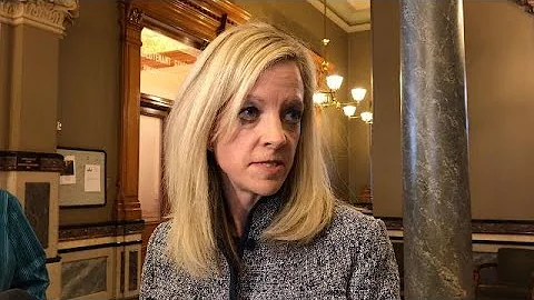 Sen. Janet Petersen reacts to Sen. Dix's resignation