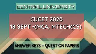 CUCET 2020 ANSWER KEY DAY 1  18 SEPTEMBER PG-QP-54  DOWNLOAD