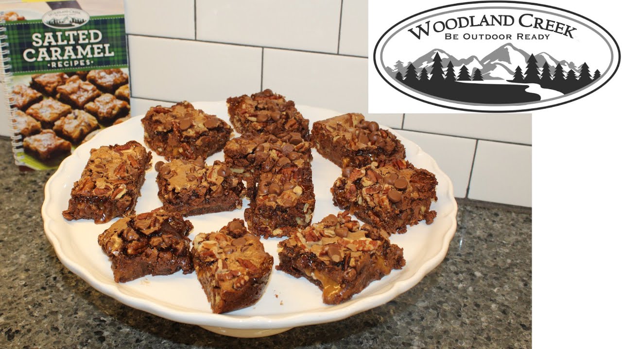 Making Chunky Caramel Nut Brownies from the Woodland Creek Cookbook YouTube
