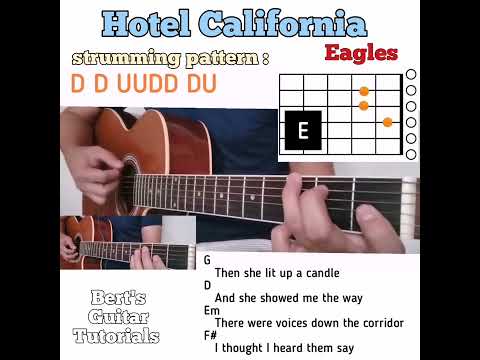 Hotel California - Eagles guitar chords w/ lyrics & strumming tutorial