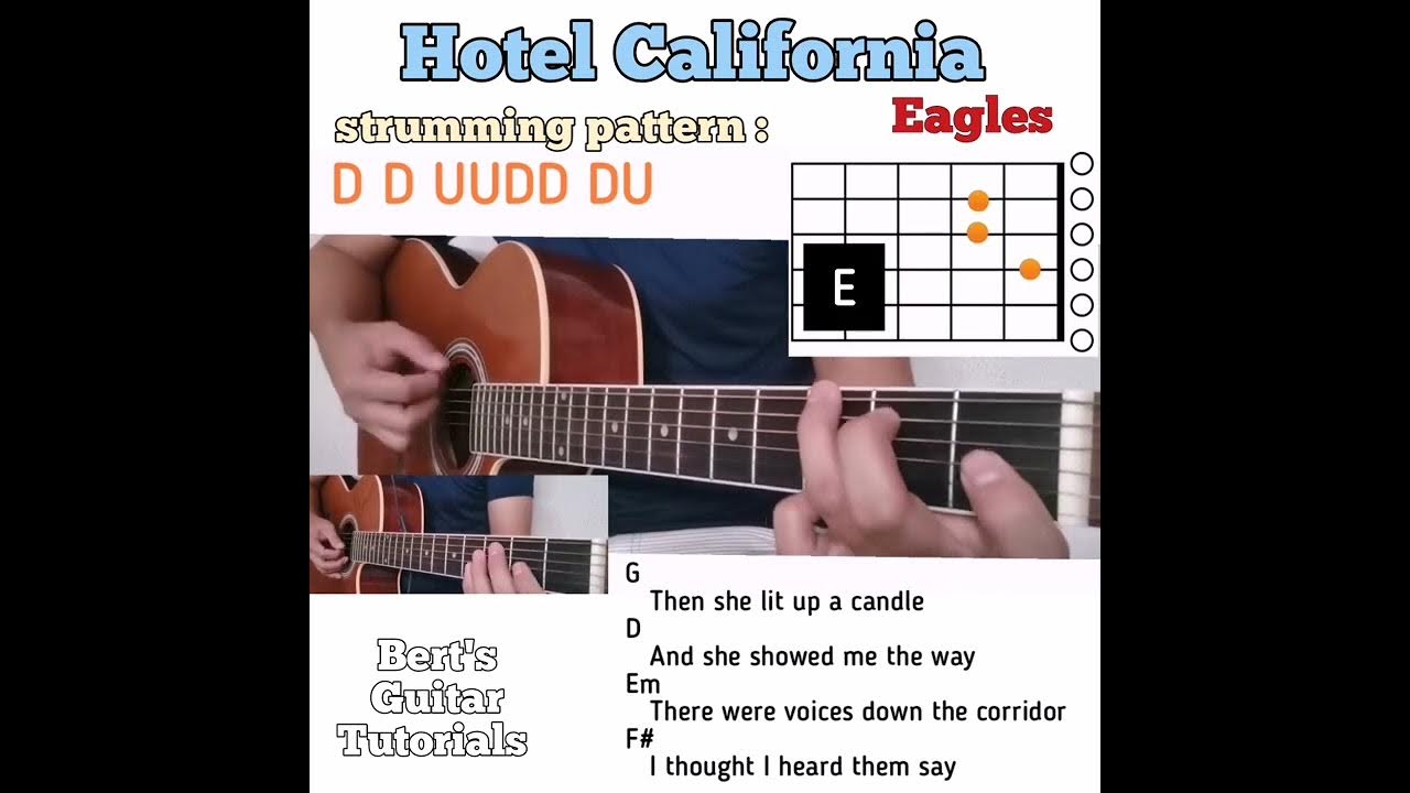 Hotel california eagles guitar chords w lyrics strumming tutorial