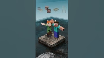 Minecraft Hero Iron Golem VS Steve and Alex Satisfying 3D Fluid Simulation