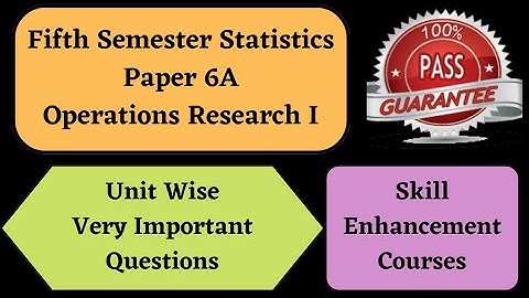 5th Sem Statistics Paper 6A Very Important Questions *BSc* *Operation Research I imp list* #degree