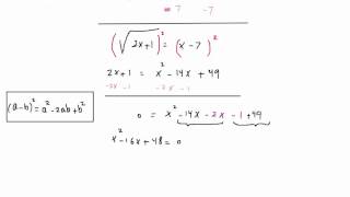 Another solution to Problem 18 Take Home Test 3 Intermediate Algebra Solve equation with radical