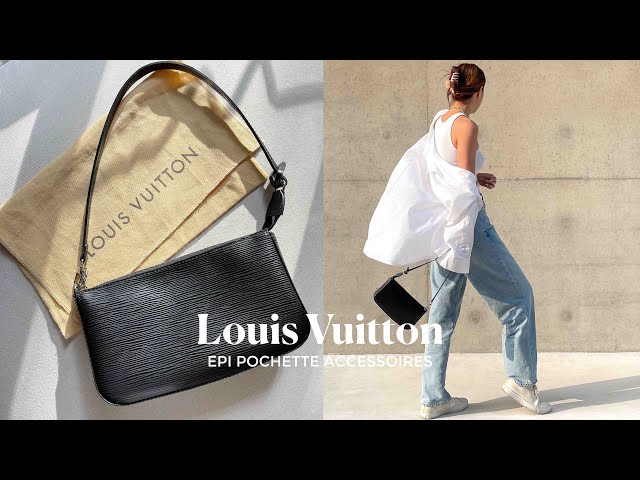 LV Louis Vuitton Clery Epi Denim pochette clutch / cross body bag