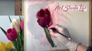 Learn to Paint Tulips/ Complete step by step oil painting tutorial