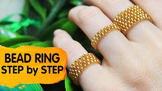Peyote stitch. Bead ring step by step💍
