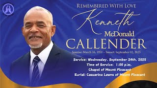 Live Stream of Funeral Service for Kenneth McDonald Callender