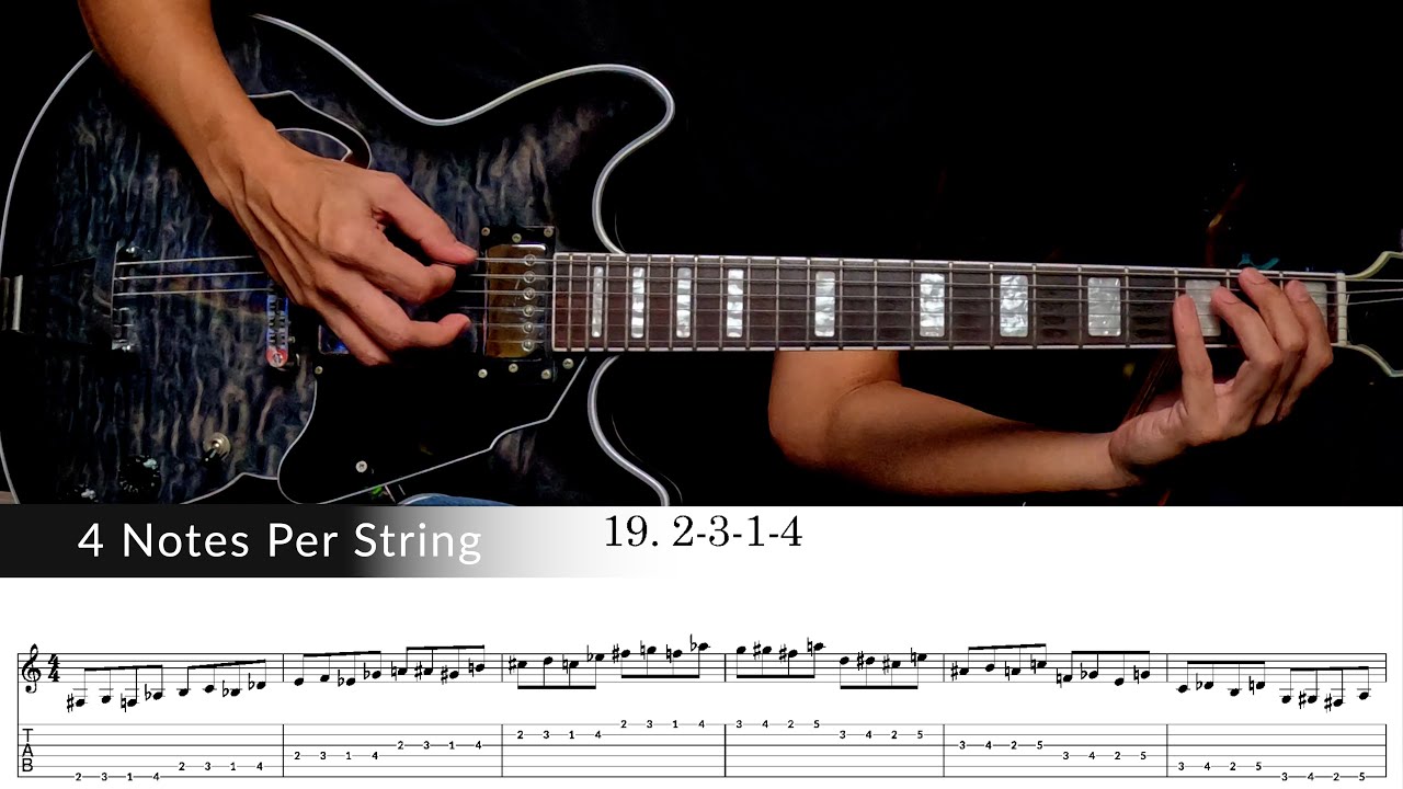 4 Notes Per String 2-3-1-4 - YouTube