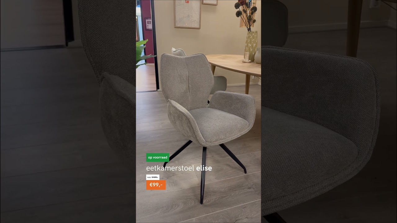 De stoel waar iedereen naar vraagt is terug! Eetkamerstoel Elise op voorraad voor slechts 99.- euro