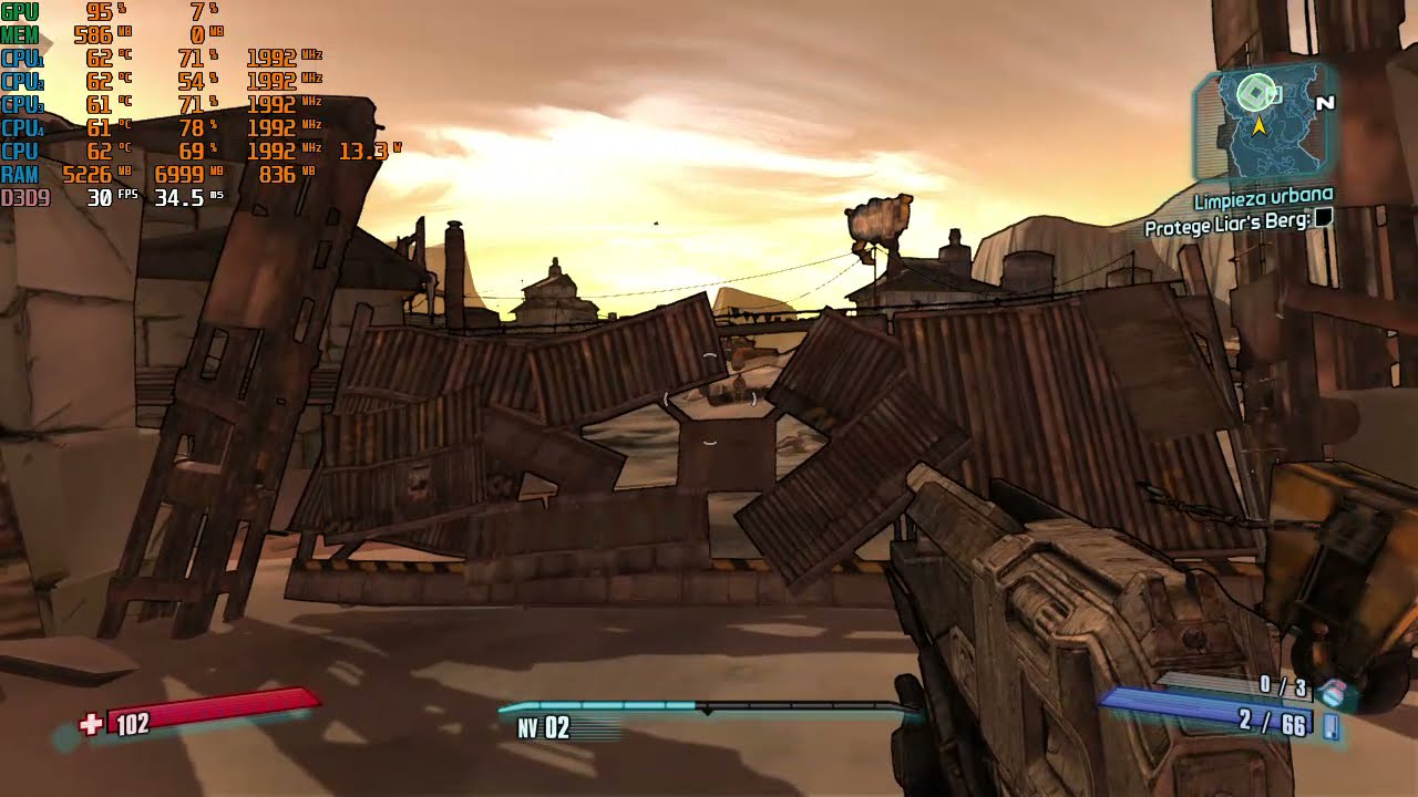 Borderlands 2 - i3 6006U + Intel HD Graphics 520 + 8gb Ram Dual Channel