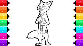 Zootopia 2 Coloring Page for Kids | How to Color Nick Wilde