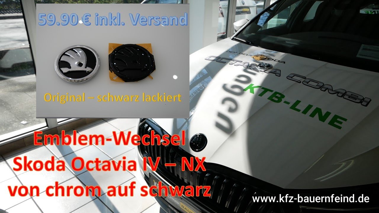 SKODA OCTAVIA IV NX - EMBLEM / SKODA-ZEICHEN IN SCHWARZ-GLÄNZEND LÄCKIERT  FÜR 59,90.- Euro 