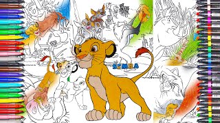 How to Draw Simba Lion king coloring book pages How to color Timon Pumbaa Rafiki Nala Scar Coloring