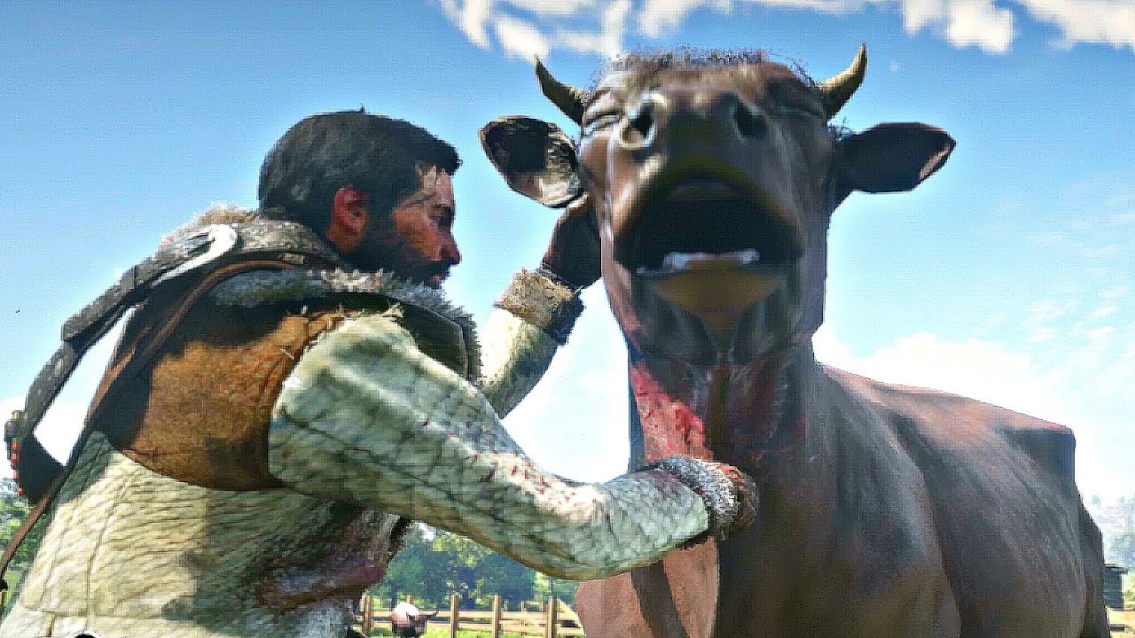 Can You Ride A Cow In Rdr2 Red Dead Redemption 2 Beating Up Cows Horses Hate Sheep Youtube
