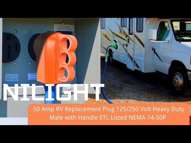 Nilight 50 Amp RV Replacement Plug 125/250 Volt Heavy Duty Male With Handle Etl Listed Nema 14 50p For Camper Caravan Motorhome Van Trailer