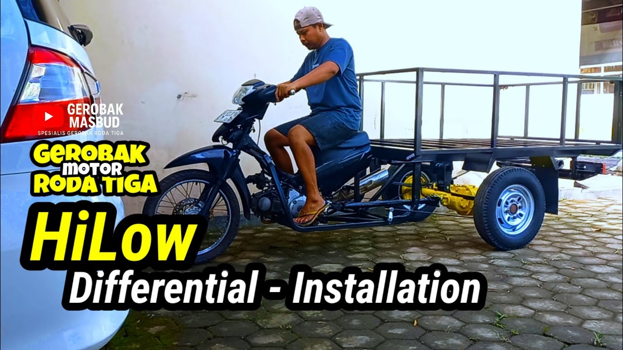 Gerobak Roda Tiga Supra X 125 | Instalasi Hi-Low Differential & Girbok Mundur (Pesanan Surabaya)