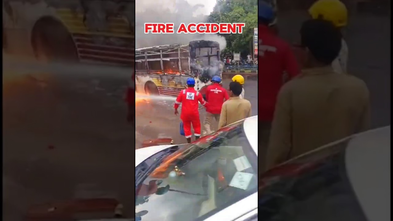 Shocking Vizag Incident 🚍 APSRTC Bus Fire Controlled On Time 
