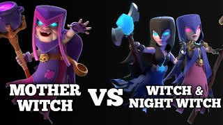 Mother Witch Vs Witch And Night Witch  Witches Faceoff  26 Hog Cycle  Best Deck In Clash Royale