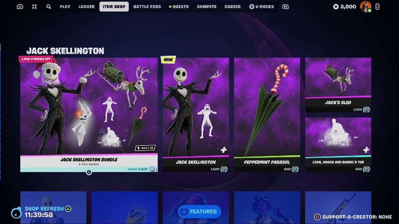 Jack skellington bundle Fortnite YouTube