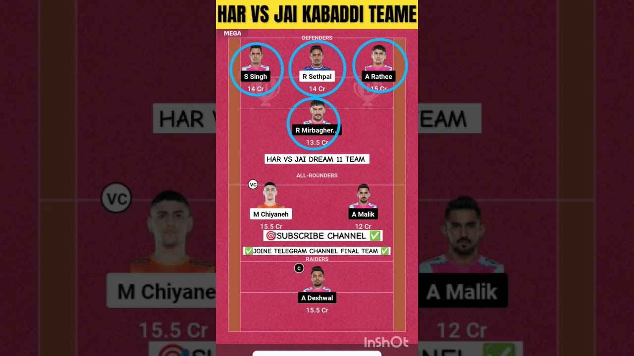 HAR VS JAI KABADDI DREAM 11 TEAM PREDICTION ll har vs jai dream 11 team ll 
