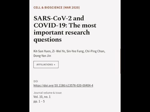 SARS CoV 2 And COVID 19 The Most Important Research Questions RTCL TV 