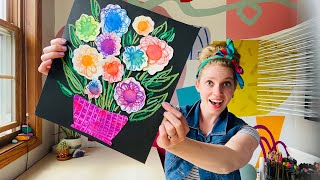 Color Mixing Marker Flowers - COOL BEANS CLUB! - At Home Art with Mrs. K