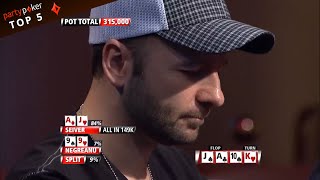 Top 5 Sickest Poker Hands | Poker Legends | NLH | Live Poker | partypoker