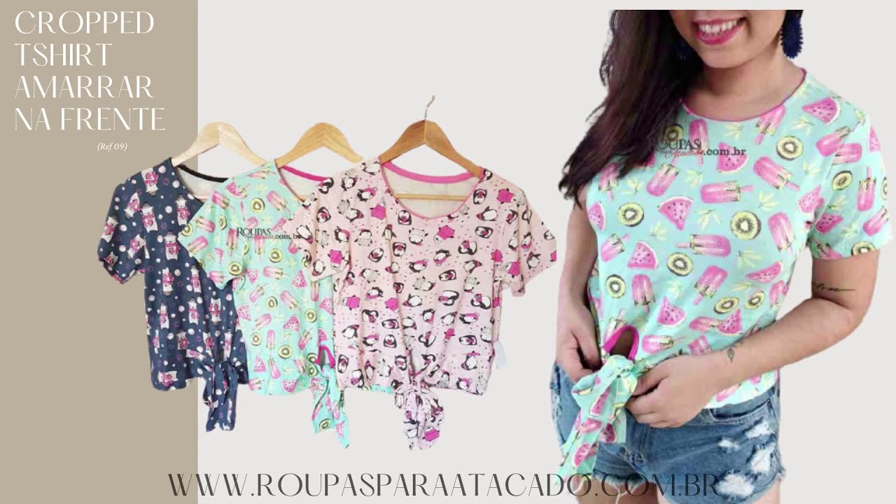 Cropped Tshirt Amarrar na Frente Direto da Fábrica pra revenda veja